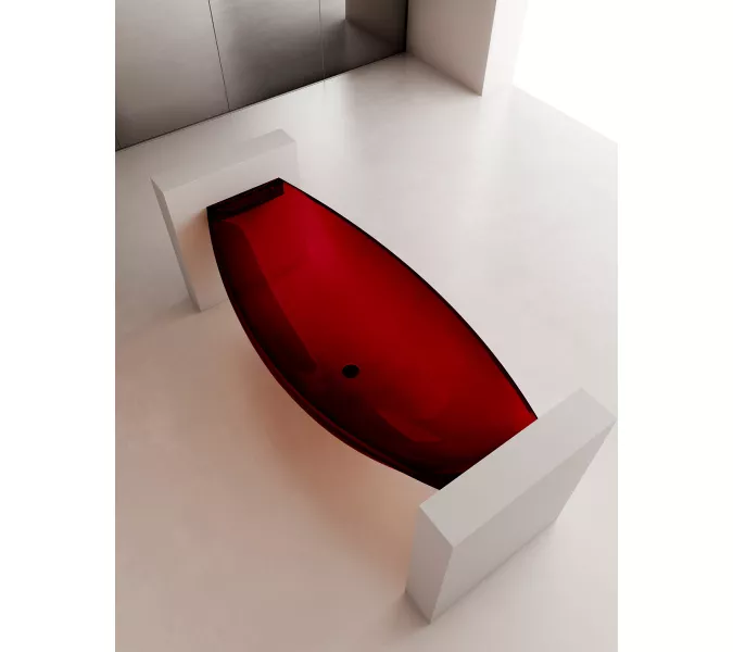 Ванна из полиэфирной смолы ABBER Kristall AT9704Rubin подвесная красная 180*80 прозрачная, Выбрать цвет: Красный, изображение 5