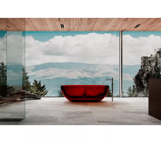 Ванна из полиэфирной смолы  ABBER Kristall AT9703Rubin красная 170*75 прозрачная, Выбрать цвет: Красный, изображение 4