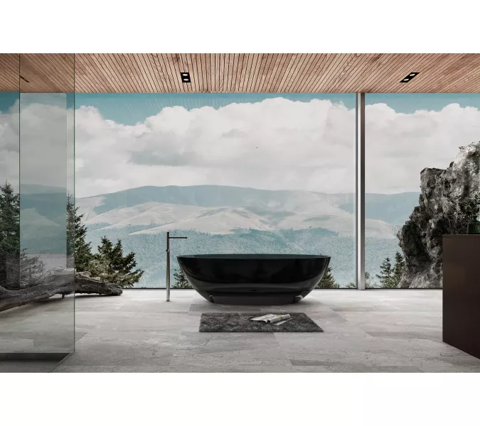 Ванна из полиэфирной смолы  ABBER Kristall AT9702Onyx 180*85 прозрачная, Выбрать цвет: Черный, изображение 4