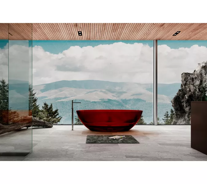 Ванна из полиэфирной смолы ABBER Kristall AT9702Rubin красная 180*85 прозрачная, Выбрать цвет: Красный, изображение 3