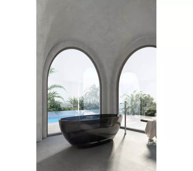 Ванна из полиэфирной смолы  ABBER Kristall AT9701Onyx 165*80 прозрачная, Выбрать цвет: Черный, изображение 4