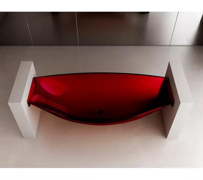 Ванна из полиэфирной смолы ABBER Kristall AT9704Rubin подвесная красная 180*80 прозрачная, Выбрать цвет: Красный, изображение 4