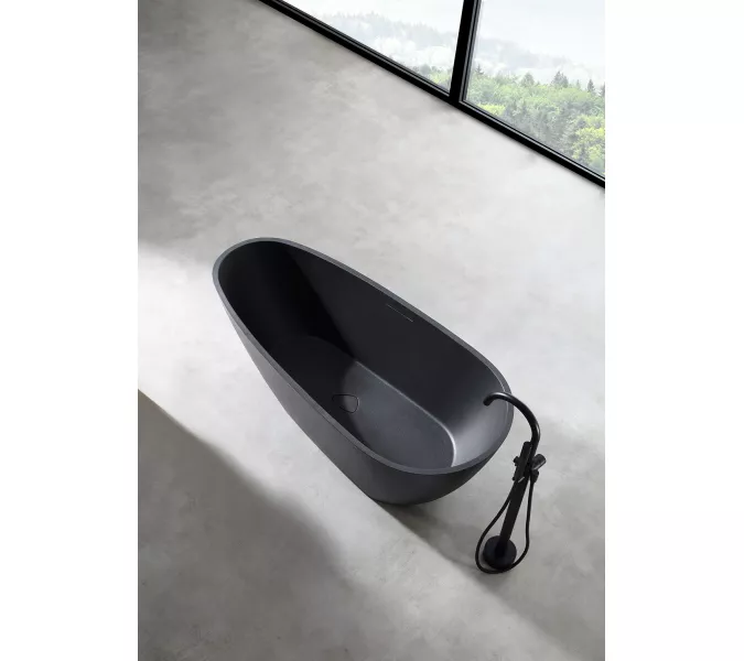 Ванна из искусственного камня ABBER Dortmund 170х75 черная матовая, Выбрать цвет: Чёрный, изображение 9