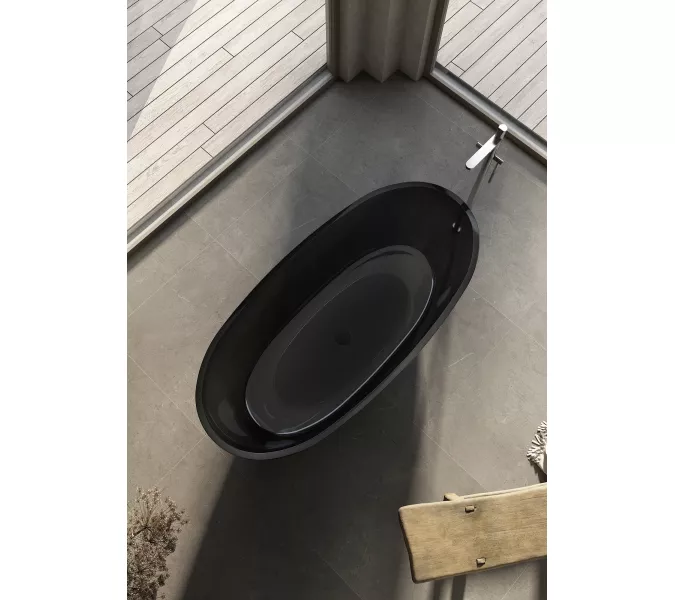 Ванна из полиэфирной смолы  ABBER Kristall AT9701Onyx 165*80 прозрачная, Выбрать цвет: Черный, изображение 3