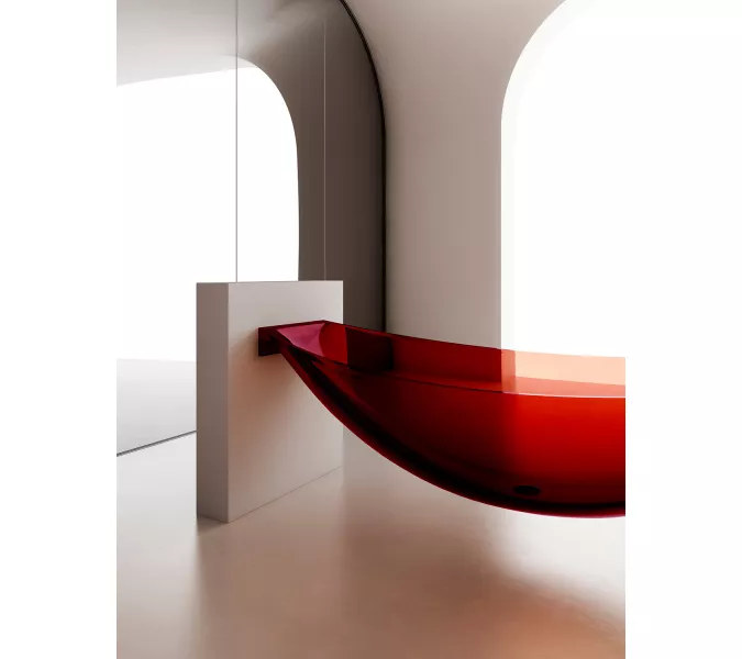 Ванна из полиэфирной смолы ABBER Kristall AT9704Rubin подвесная красная 180*80 прозрачная, Выбрать цвет: Красный, изображение 3