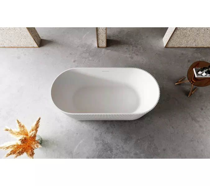 Ванна из искусственного камня ABBER Stein AS9601 белая матовая 170*75, Выбрать цвет: Белый, изображение 8