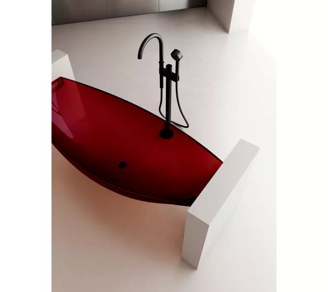 Ванна из полиэфирной смолы ABBER Kristall AT9704Rubin подвесная красная 180*80 прозрачная, Выбрать цвет: Красный, изображение 2