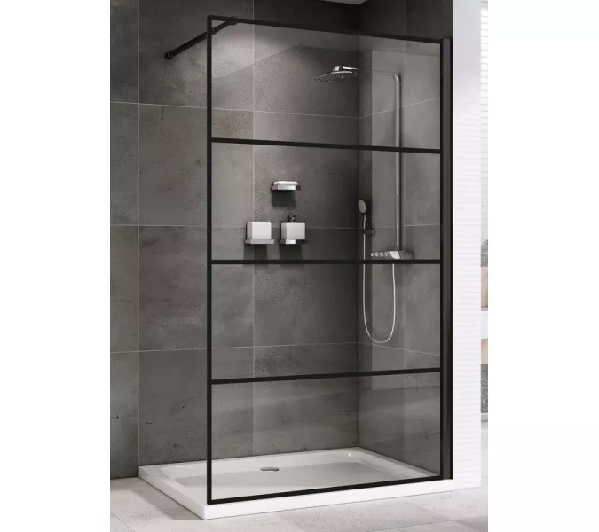 Душевая перегородка ABBER Immer Offen AG65120B, Цвет профиля (вариация): Черный, Выбрать цвет: прозрачное, Выбрать размер: 120