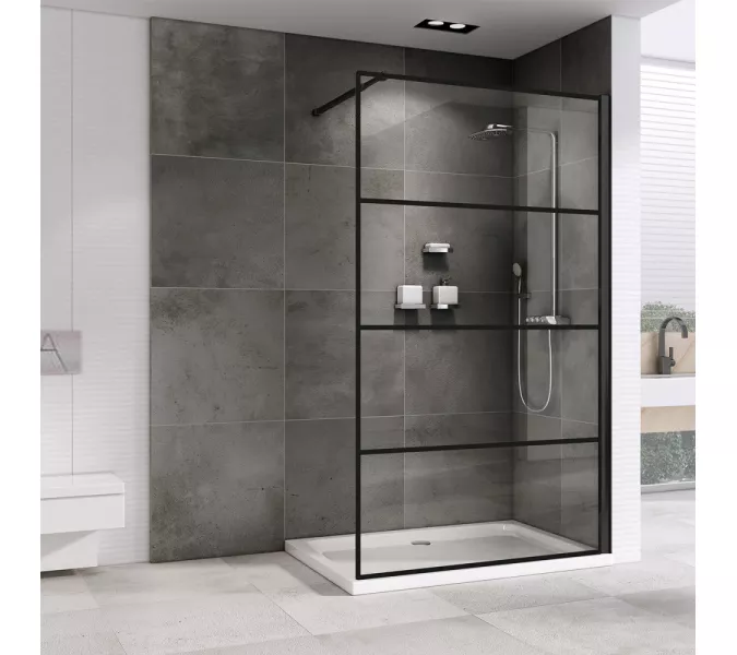 Душевая перегородка ABBER Immer Offen AG65120B, Цвет профиля (вариация): Черный, Выбрать цвет: прозрачное, Выбрать размер: 120, изображение 2