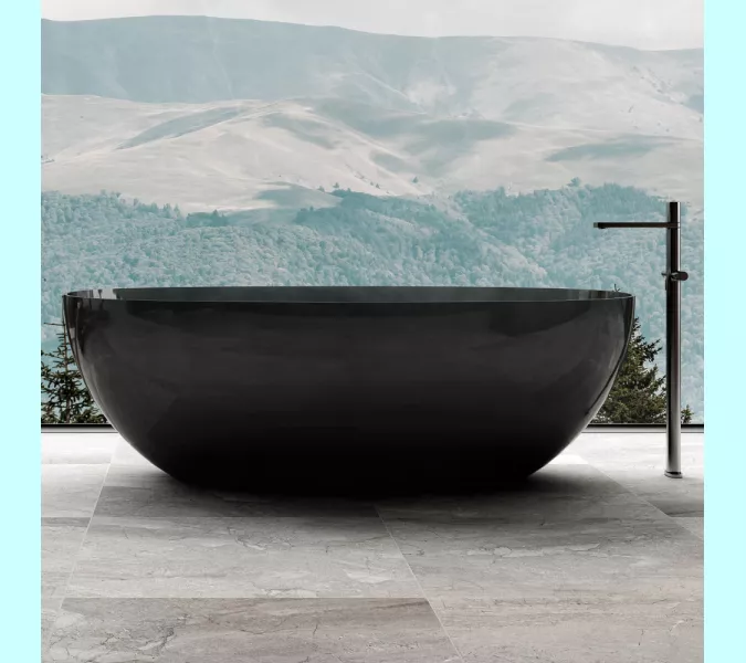 Ванна из полиэфирной смолы  ABBER Kristall AT9701Onyx 165*80 прозрачная, Выбрать цвет: Черный