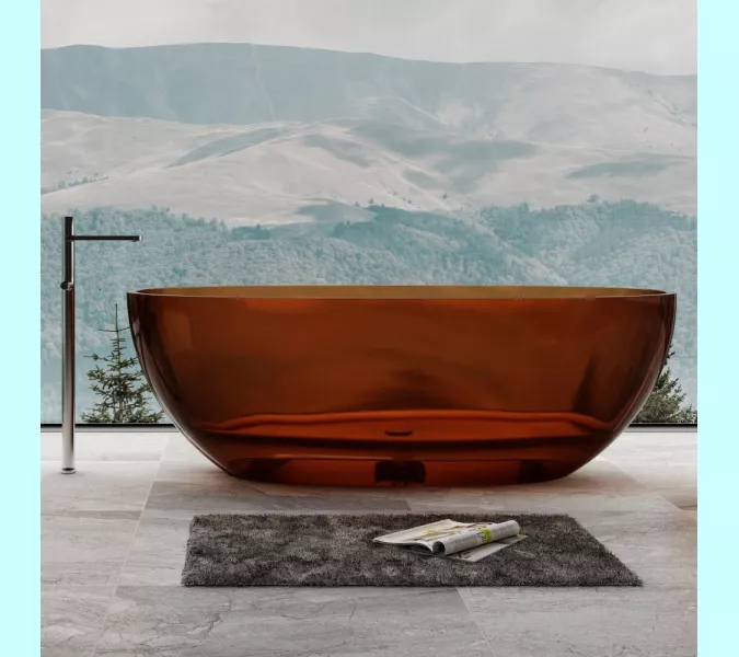 Ванна из полиэфирной смолы  ABBER Kristall AT9701Opal 165*80 прозрачная, Выбрать цвет: Коричневый