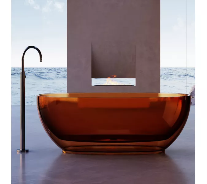 Ванна из полиэфирной смолы  ABBER Kristall AT9703Opal коричневая 170*75 прозрачная, Выбрать цвет: Коричневый