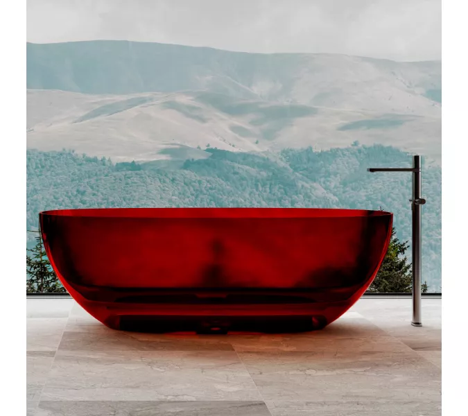 Ванна из полиэфирной смолы  ABBER Kristall AT9703Rubin красная 170*75 прозрачная, Выбрать цвет: Красный