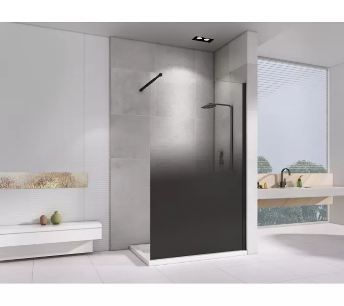 Душевая перегородка ABBER Immer Offen AG69121BD, Цвет профиля (вариация): Черный, Выбрать цвет: прозрачное/тонированное, Выбрать размер: 120, изображение 2