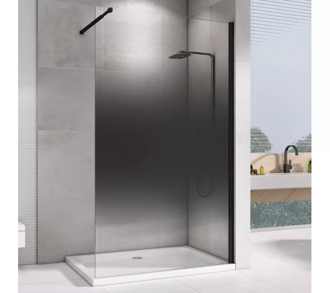 Душевая перегородка ABBER Immer Offen AG69123BS, Цвет профиля (вариация): Черный, Выбрать цвет: прозрачное/тонированное, Выбрать размер: 120