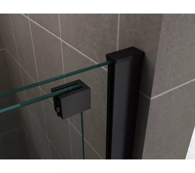 Душевая перегородка раздвижная  ABBER Komfort, Цвет профиля (вариация): Черный, Выбрать цвет: прозрачное, Выбрать размер: 120, изображение 3