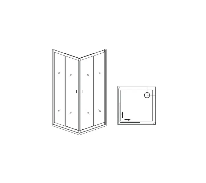 Душевой уголок Dolphin TN-31, Цвет стекла: прозрачное, Цвет профиля (вариация): Хром, Выбрать размер: 800x800, изображение 2