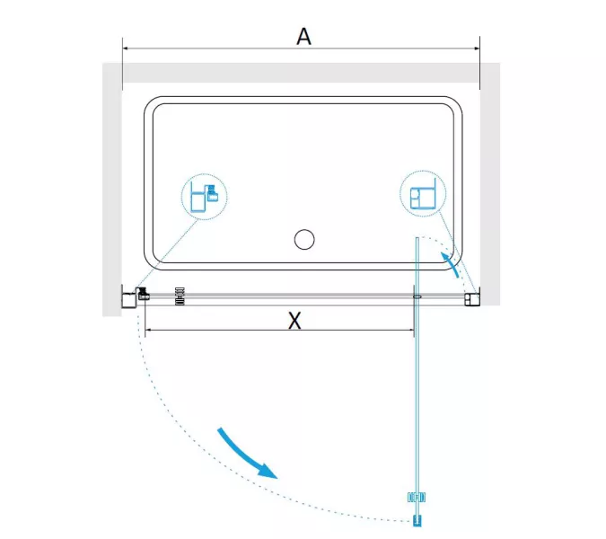 Душевая дверь RGW PA-105, Цвет стекла: прозрачное, Цвет профиля (вариация): Хром, Выбрать размер: 100, изображение 2
