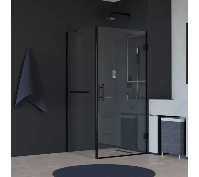 Душевой уголок RGW HO-045-1-B (HO-011B + Z-060-2B + держ), Цвет стекла: прозрачное, Цвет профиля (вариация): Черный, Выбрать размер: 600x1000