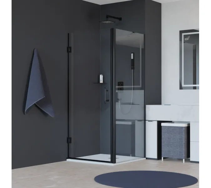 Душевой уголок RGW HO-045-B (HO-011B + Z-050-2B + держ), Цвет стекла: прозрачное, Цвет профиля (вариация): Черный, Выбрать размер: 700x1200