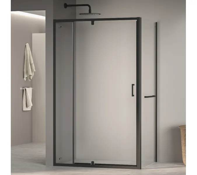 Душевой уголок RGW PA-078-1B (RGW PA-008B + Z-060-2B), Цвет стекла: прозрачное, Цвет профиля (вариация): Черный, Выбрать размер: 800x1000