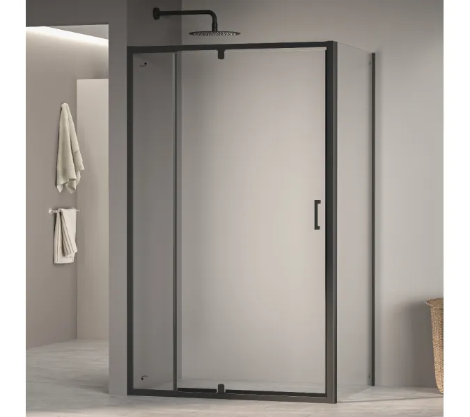 Душевой уголок RGW PA-078B (RGW PA-008B + Z-050-2B), Цвет стекла: прозрачное, Цвет профиля (вариация): Черный, Выбрать размер: 1100x1200