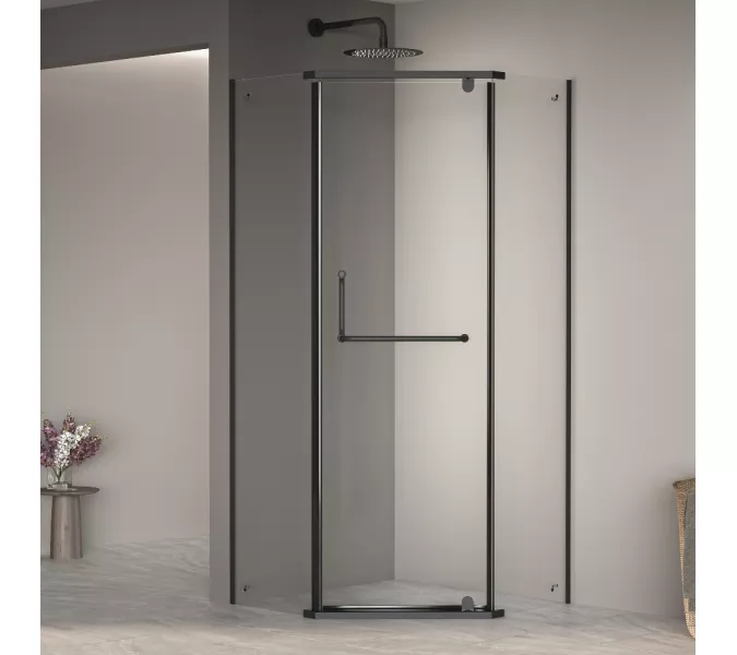 Душевой уголок RGW PA-081B, Цвет стекла: прозрачное, Цвет профиля (вариация): Черный, Выбрать размер: 120х120