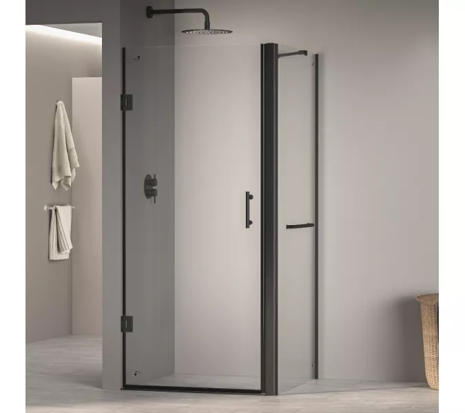 Душевой уголок RGW PA-36-1B (PA-06B + Z-060-2B + держатель O-204B), Цвет стекла: прозрачное, Цвет профиля (вариация): Черный, Выбрать размер: 900x800