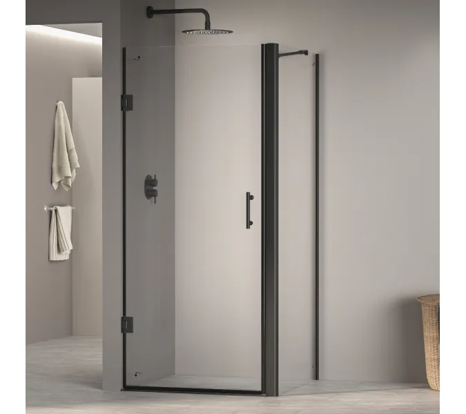 Душевой уголок RGW PA-36B (PA-06B + Z-050-2B + держатель O-204B), Цвет стекла: прозрачное, Цвет профиля (вариация): Черный, Выбрать размер: 600x1200