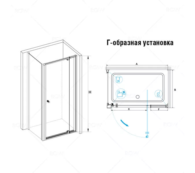 Душевой уголок RGW PA-32-1 (PA-02 + Z-060-1), Цвет стекла: прозрачное, Цвет профиля (вариация): Хром, Выбрать размер: 800x800, изображение 2