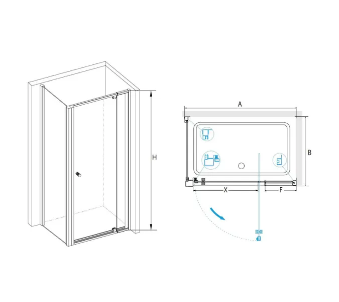 Душевой уголок RGW PA-44B (PA-02B + Z-050-1B), Цвет стекла: прозрачное, Цвет профиля (вариация): Черный, Выбрать размер: 900x700, изображение 2