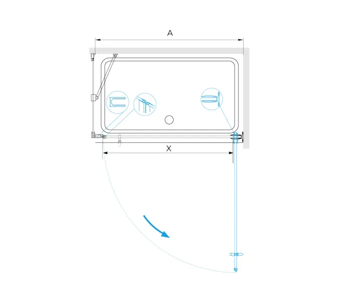 Душевой уголок RGW HO-045 (HO-011 + Z-050-2 + O-204), Цвет стекла: прозрачное, Цвет профиля (вариация): Хром, Выбрать размер: 700x1100, изображение 2