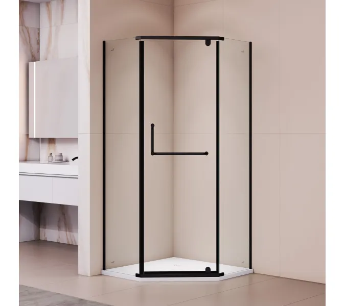 Душевой уголок RGW PA-081B, Цвет стекла: прозрачное, Цвет профиля (вариация): Черный, Выбрать размер: 120х120