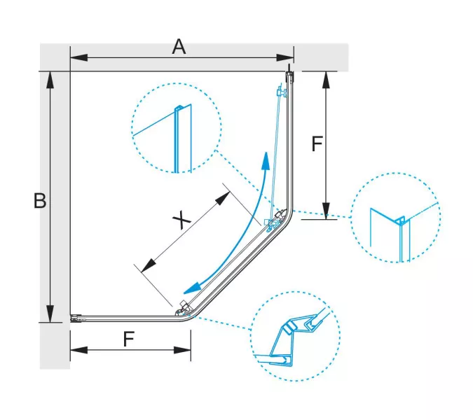 Душевой уголок RGW PA-86B, Цвет стекла: прозрачное, Цвет профиля (вариация): Черный, Выбрать размер: 900x900, изображение 4