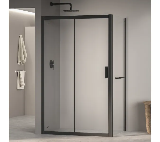 Душевой уголок RGW PA-76-1B (PA-016B + Z-060-2B), Цвет стекла: прозрачное, Цвет профиля: Черный, Выбрать размер: 1400x900