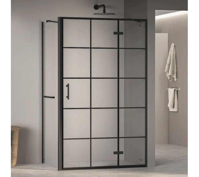 Душевой уголок RGW PA-77-1B R (PA-07B R + Z-060-2B + держатель O-204B), Цвет профиля: Черный, Выбрать размер: 1200x1000, Ориентация: правая