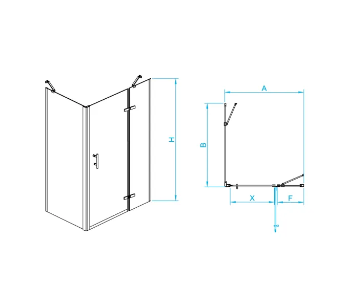 Душевой уголок RGW PA-77B R (PA-07B R + Z-050-2B) правый/левый, Цвет стекла: прозрачное, Цвет профиля: Черный, Выбрать размер: 1200x1000, Ориентация: правая, изображение 2