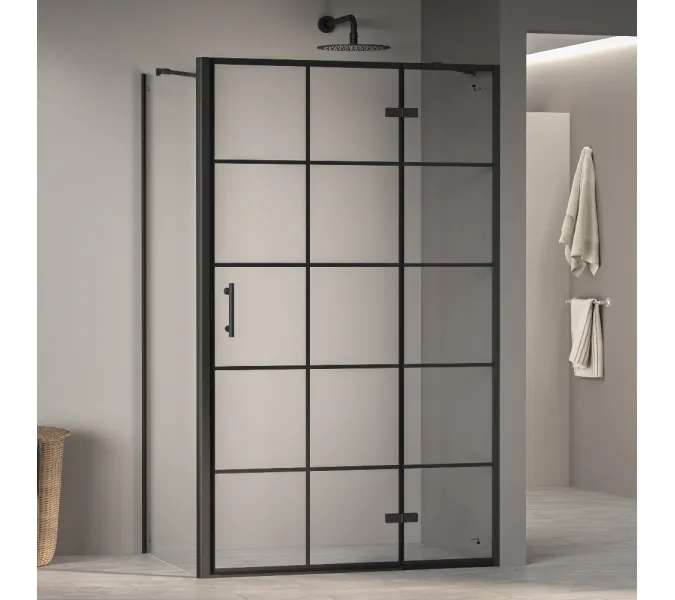 Душевой уголок RGW PA-77B R (PA-07B R + Z-050-2B) правый/левый, Цвет стекла: прозрачное, Цвет профиля: Черный, Выбрать размер: 1200x1000, Ориентация: правая