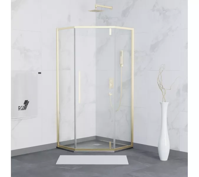 Душевой уголок RGW SV-81G, Цвет стекла: прозрачное, Цвет профиля (вариация): Золото BRUSH, Выбрать размер: 900x900