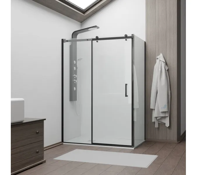 Душевой уголок RGW TO-44B (TO-14B + Z-050-2B), Цвет стекла: прозрачное, Цвет профиля (вариация): Черный, Выбрать размер: 1200x800