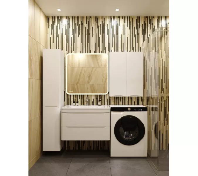 Тумба подвесная с раковиной Style Line "Бергамо мини " (2 ящ.) Люкс антискрейтч белый, PLUS, Выбрать цвет: белый , Выбрать размер: 60, изображение 7