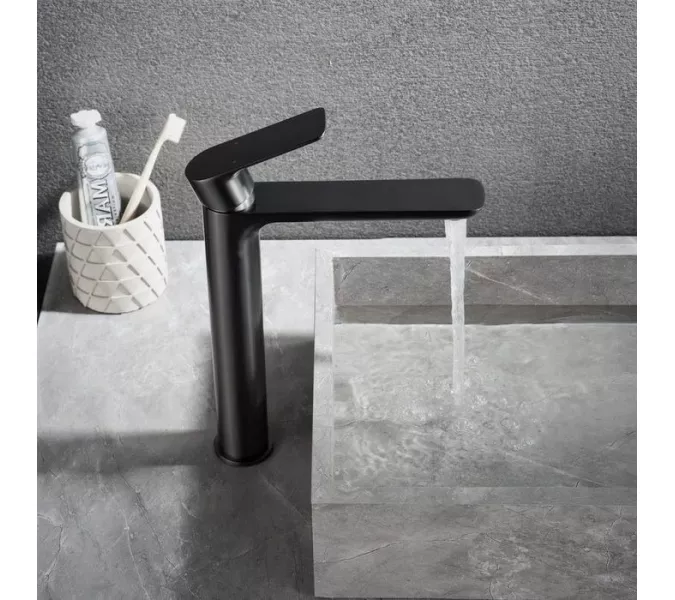 Смеситель для накладной раковины ACWEN 80012B-2 черный матовый