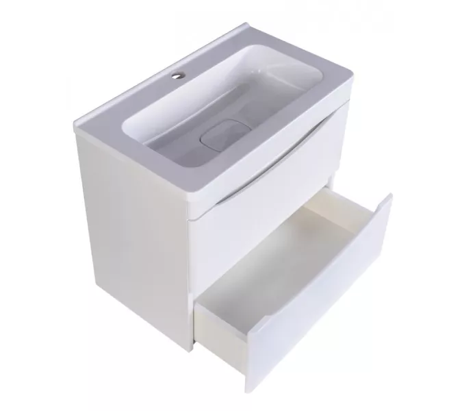 Тумба подвесная с раковиной Style Line "Бергамо мини " (2 ящ.) Люкс антискрейтч белый, PLUS, Выбрать цвет: белый , Выбрать размер: 60, изображение 2