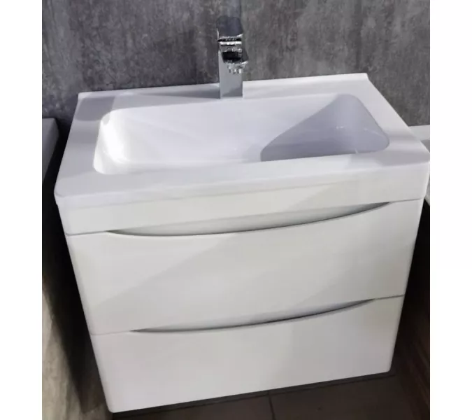 Тумба подвесная с раковиной Style Line "Бергамо мини " (2 ящ.) Люкс антискрейтч белый, PLUS, Выбрать цвет: белый , Выбрать размер: 60, изображение 5