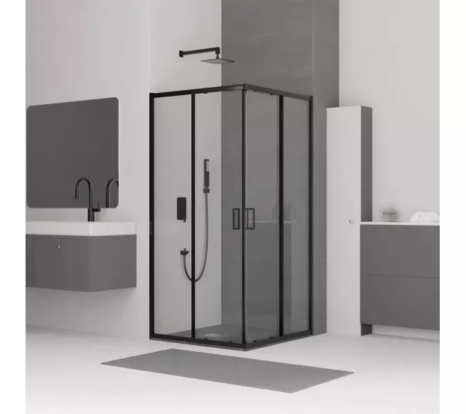 Душевой уголок RGW CL-34B, Цвет стекла: прозрачное, Цвет профиля (вариация): Черный, Выбрать размер: 1000x1000