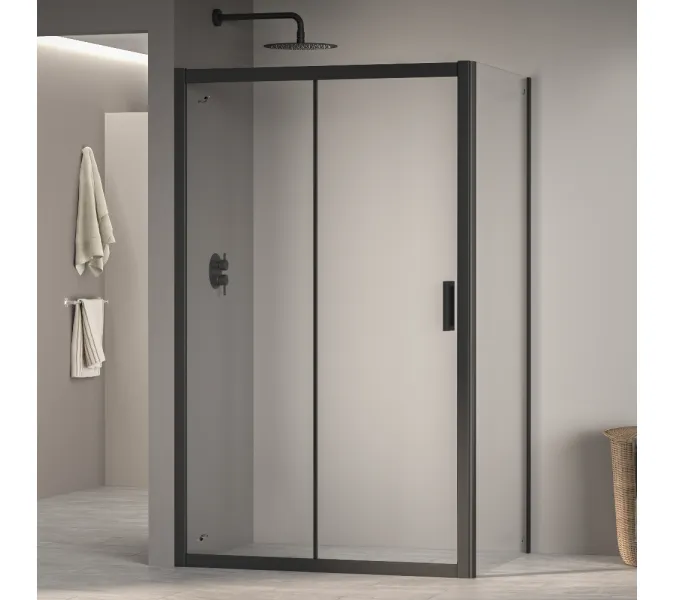 Душевой уголок RGW PA-76B (PA-016B + Z-050-2B), Цвет стекла: прозрачное, Цвет профиля (вариация): Черный, Выбрать размер: 1300x700