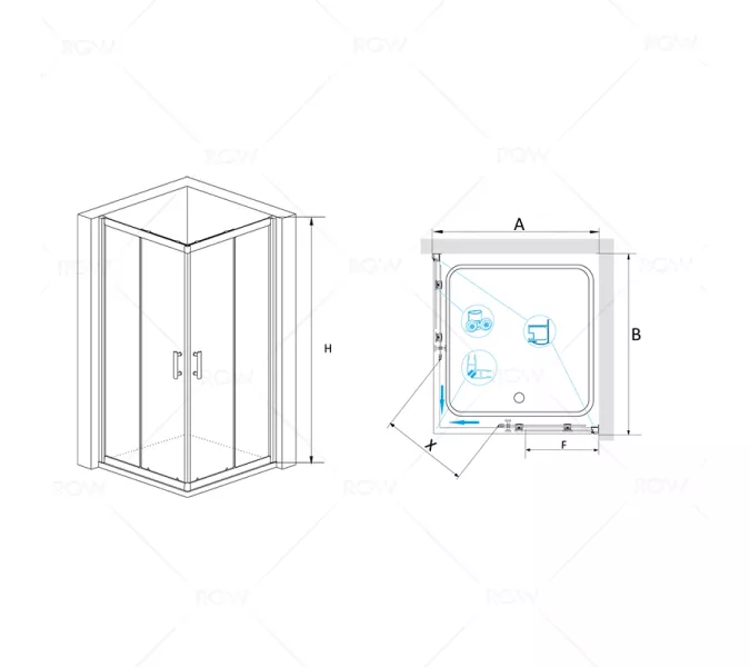 Душевой уголок RGW PA-31, Цвет стекла: прозрачное, Цвет профиля: Хром, Выбрать размер: 90х90, изображение 3