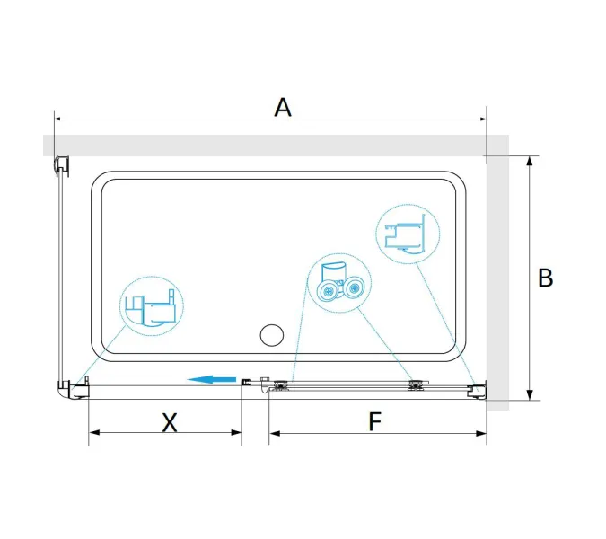 Душевой уголок RGW PA-245B, Цвет стекла: прозрачное, Цвет профиля (вариация): Черный, Выбрать размер: 900*1200, изображение 2