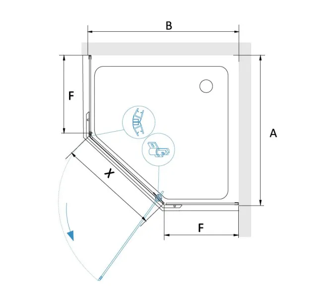 Душевой уголок RGW PA-82B, Цвет стекла: прозрачное, Цвет профиля (вариация): Черный, Выбрать размер: 1000*1000, изображение 2