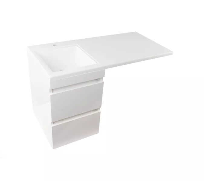 Тумба подвесная с раковиной Style Line Даллас Люкс белая, PLUS, ЭМАЛЬ, Выбрать размер: 100, изображение 4